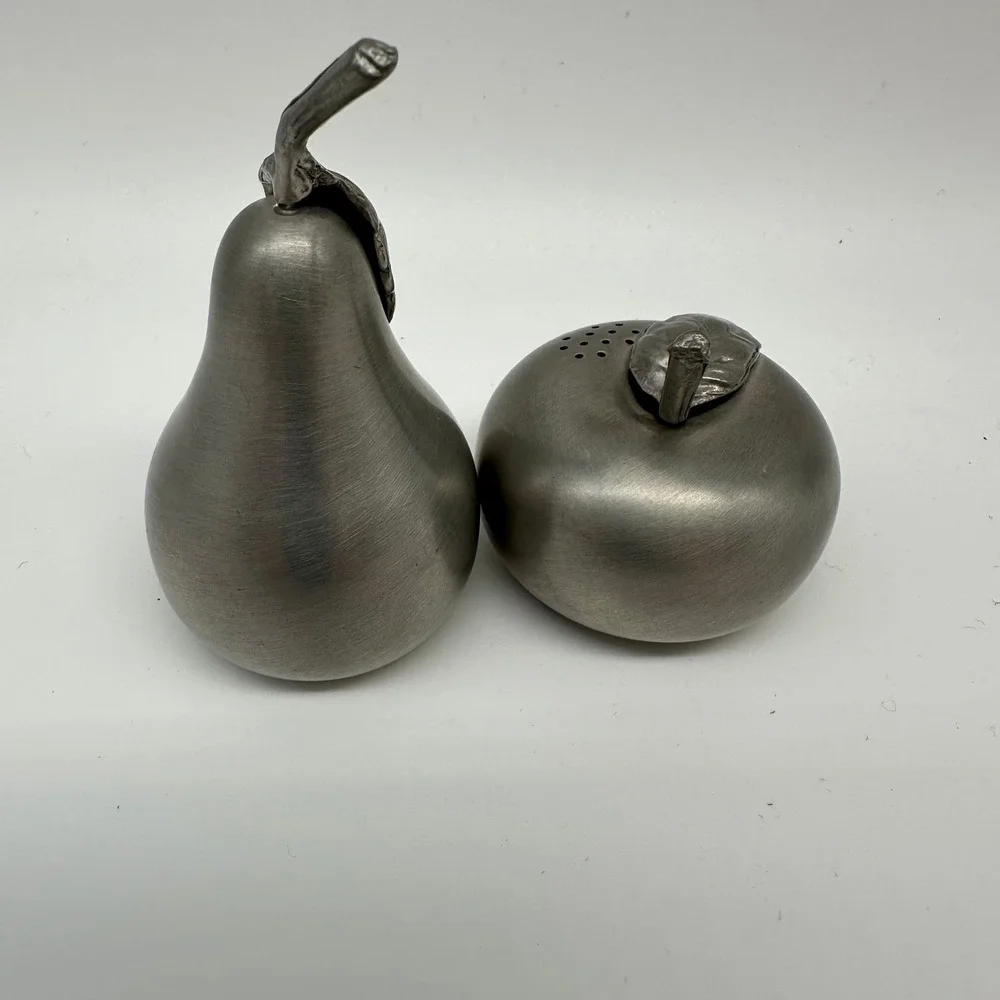 Kirk Pewter‎ Apple & Pear Fruit Salt and Pepper Shaker Set